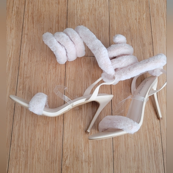 Cape Robbin Fur Wrap Around Leg Lamborghini Heels Cream Size 10 - Picture 4 of 5